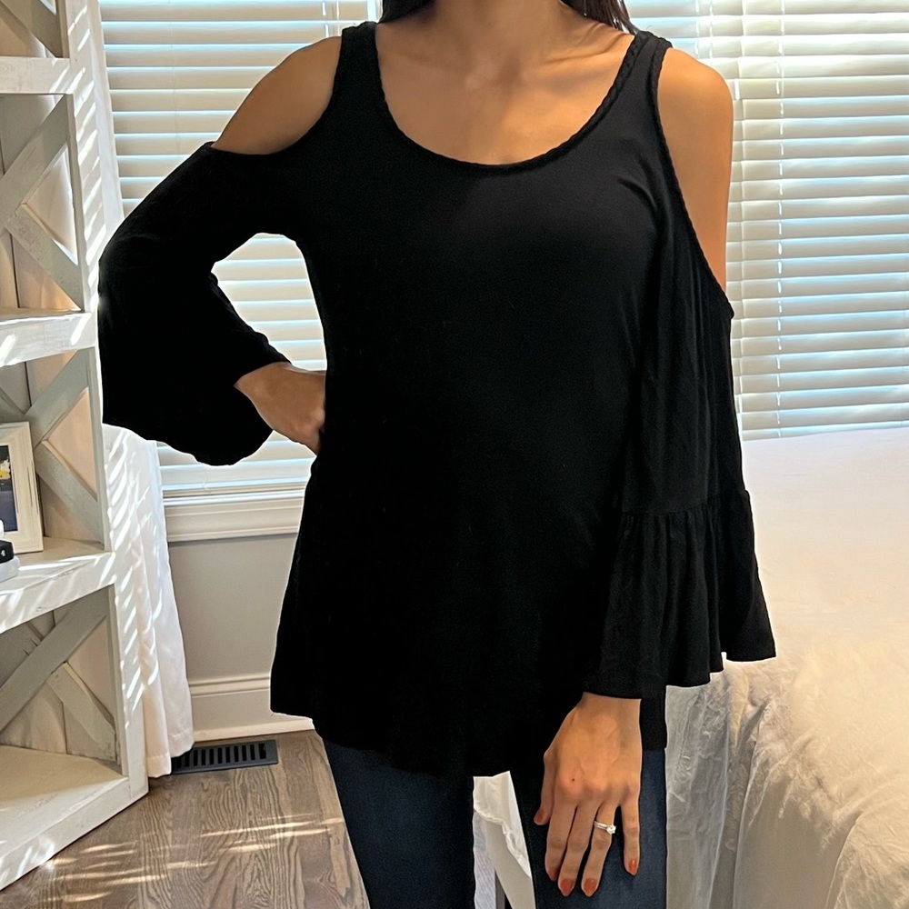 Cold Shoulder Bell Sleeve Blouse - Size S